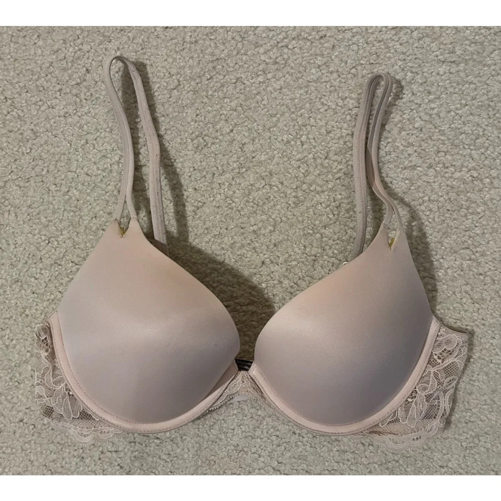 36B Very Sexy Push-Up Victoria's Secret Women's Nude Underwire Bra Lace Band